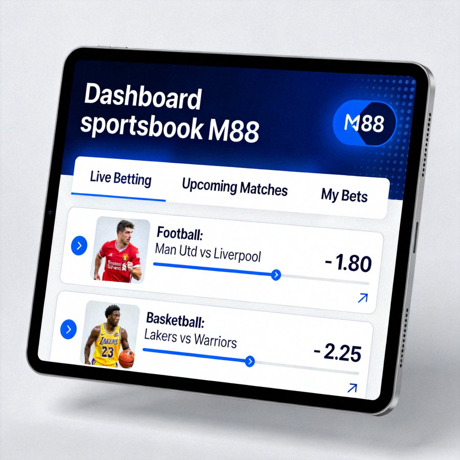 Dashboard sportsbook M88 menampilkan odds pertandingan olahraga terkini